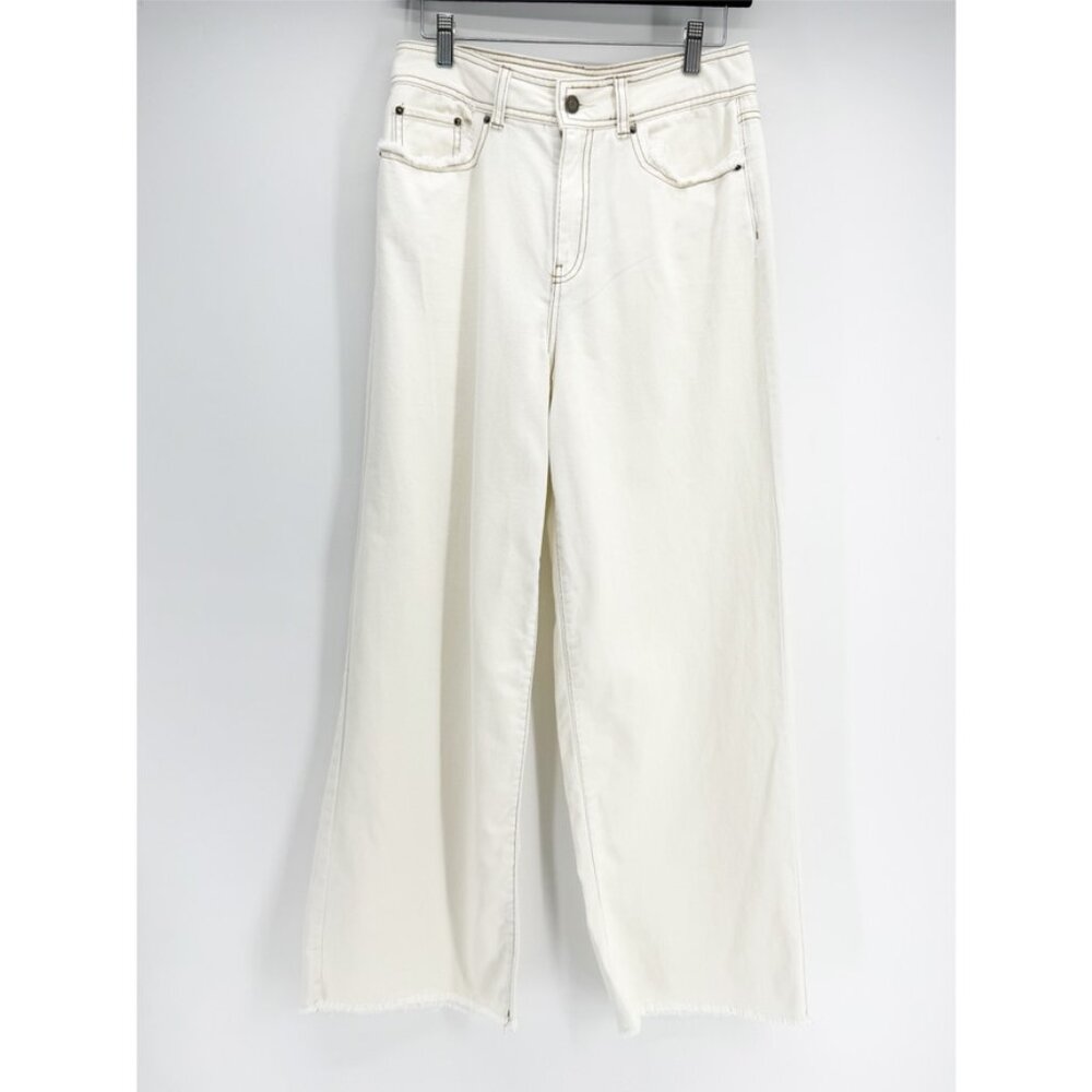 Future Collective With Jenny K. Lopez High-Rise Raw Edge Ecru Jeans 6 - Picture 2 of 7